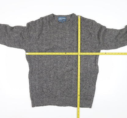 Line of Trade Men’s Grey Wool Cable-Knit Jumper L