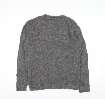 Line of Trade Men’s Grey Wool Cable-Knit Jumper L