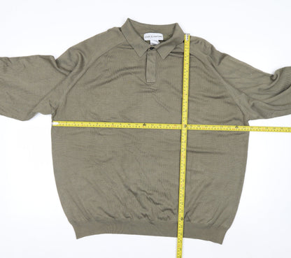 Croft & Barrow Men's Green Silk Blend Collared Pullover Jumper Size L
