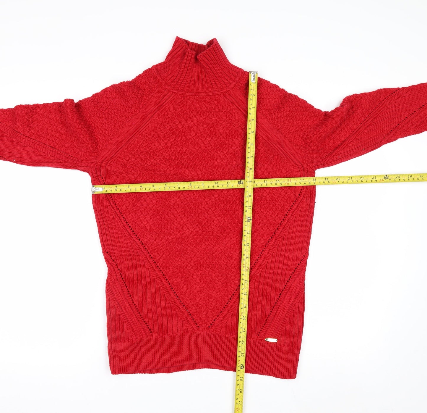 Calvin Klein Womens Red Mock Neck Knit Pullover Jumper S