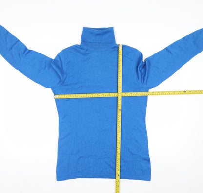 Lord & Taylor Men's Blue Merino Wool Roll Neck Jumper Medium