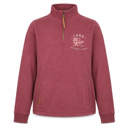 FatFace Women's Red Garnet 1/4 Zip Sweatshirt Size 8 Cotton Blend