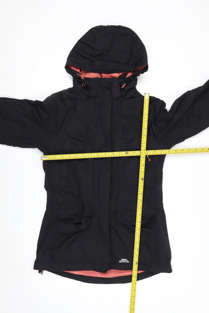 Trespass Womens Black Waterproof Hooded Rain Coat Jacket UK 10