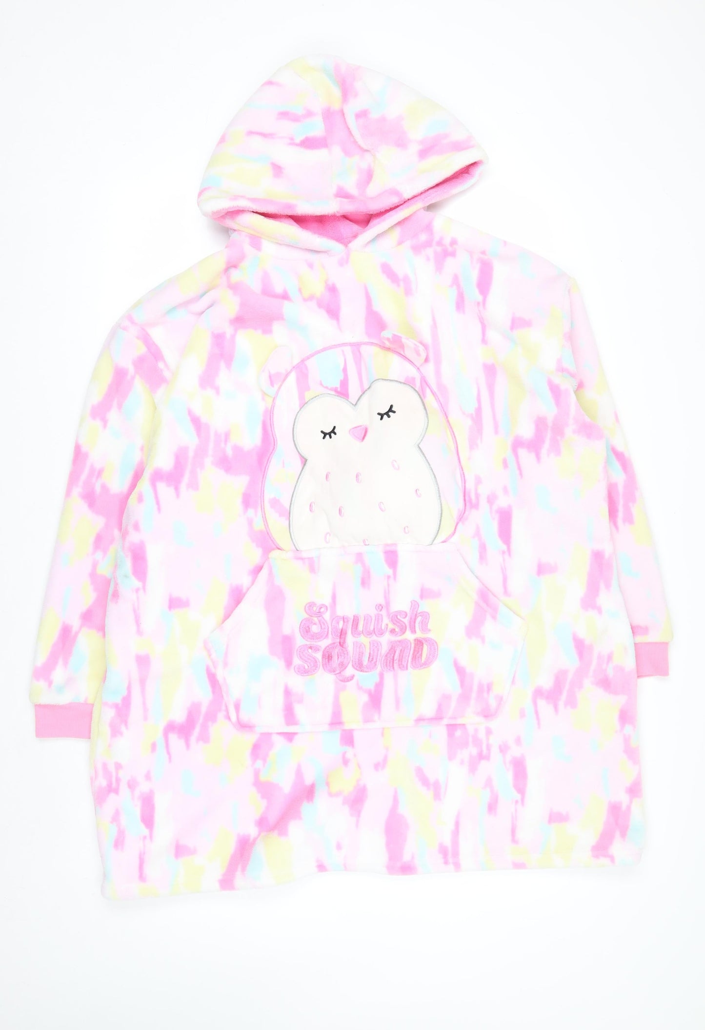 Squishmallows Girls Multicoloured Hooded Fleece Robe L Cosy Nightwear