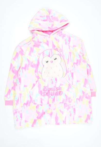 Squishmallows Girls Multicoloured Hooded Fleece Robe L Cosy Nightwear