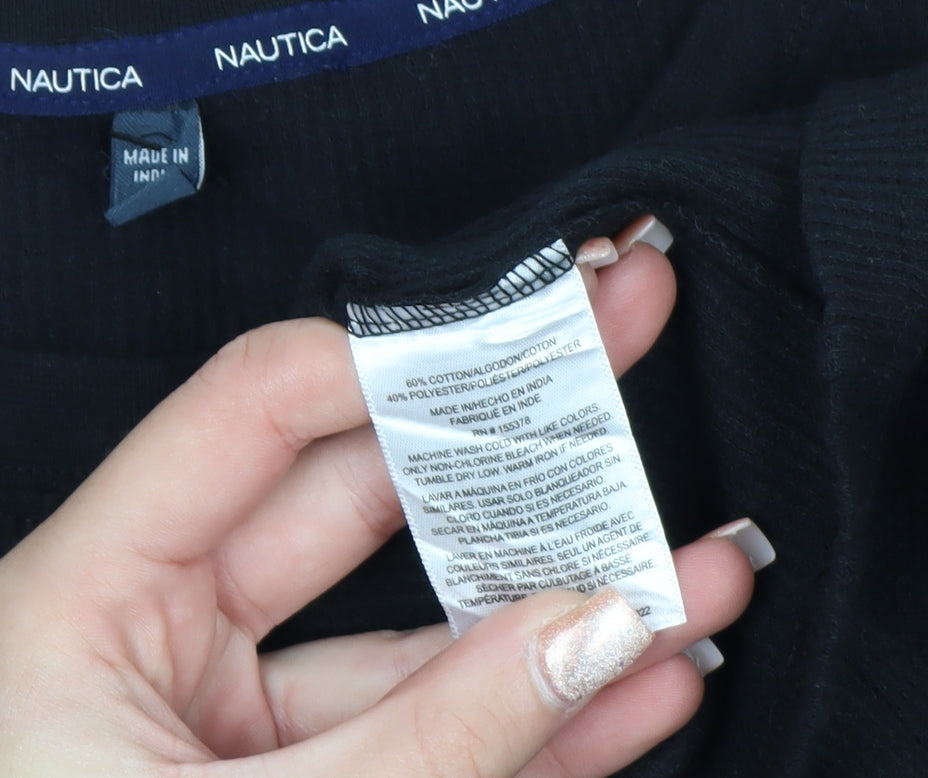 Nautica Men’s Black Long Sleeve Knit Casual Top XL