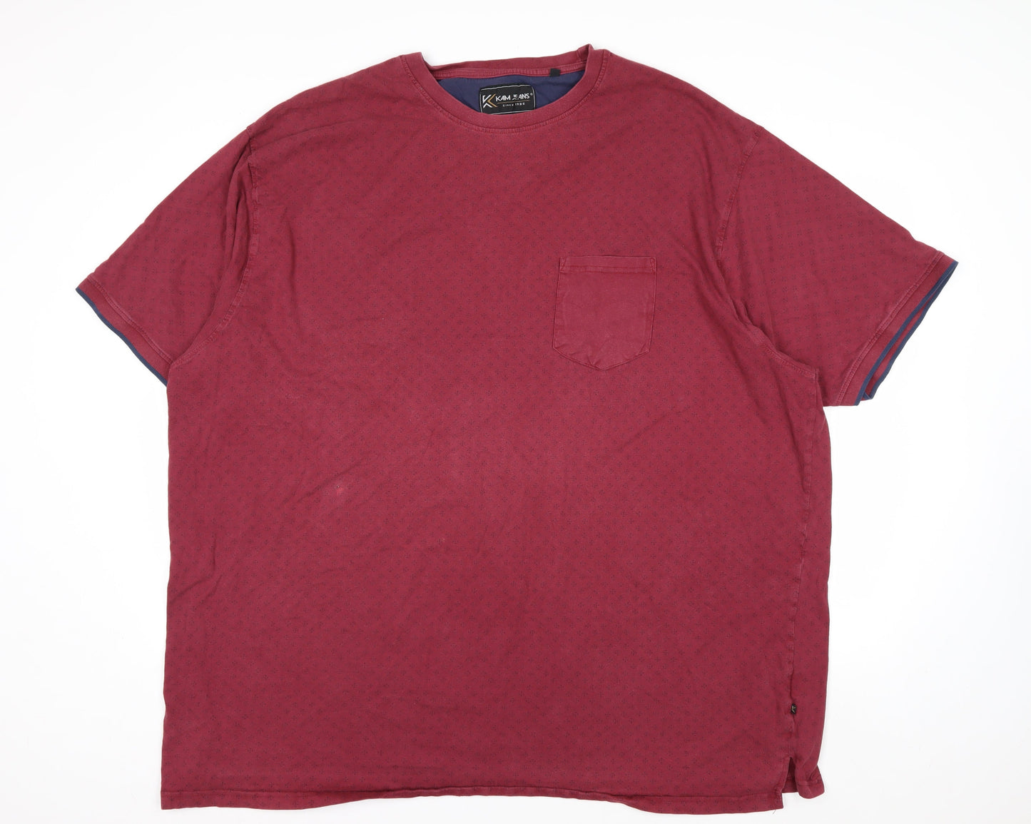 Kam Jeans Men’s Red 5XL Crew Neck Cotton T-Shirt