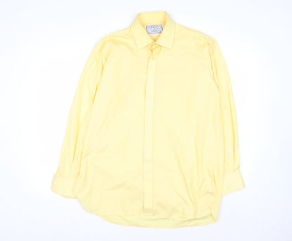 Charles Tyrwhitt Men's Yellow 15.5in Classic Fit Cotton Long Sleeve Shirt