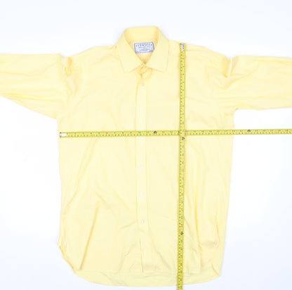 Charles Tyrwhitt Men's Yellow 15.5in Classic Fit Cotton Long Sleeve Shirt