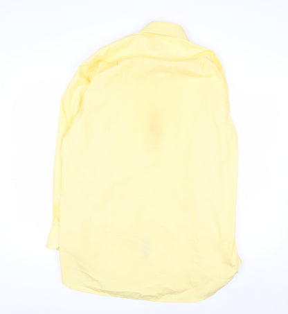 Charles Tyrwhitt Men's Yellow 15.5in Classic Fit Cotton Long Sleeve Shirt