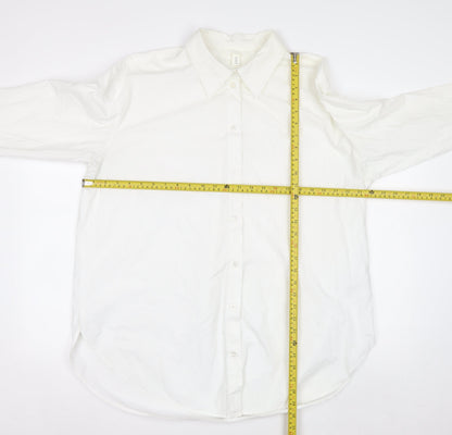 H&M Men's White Cotton Long Sleeve Button-Up Shirt L