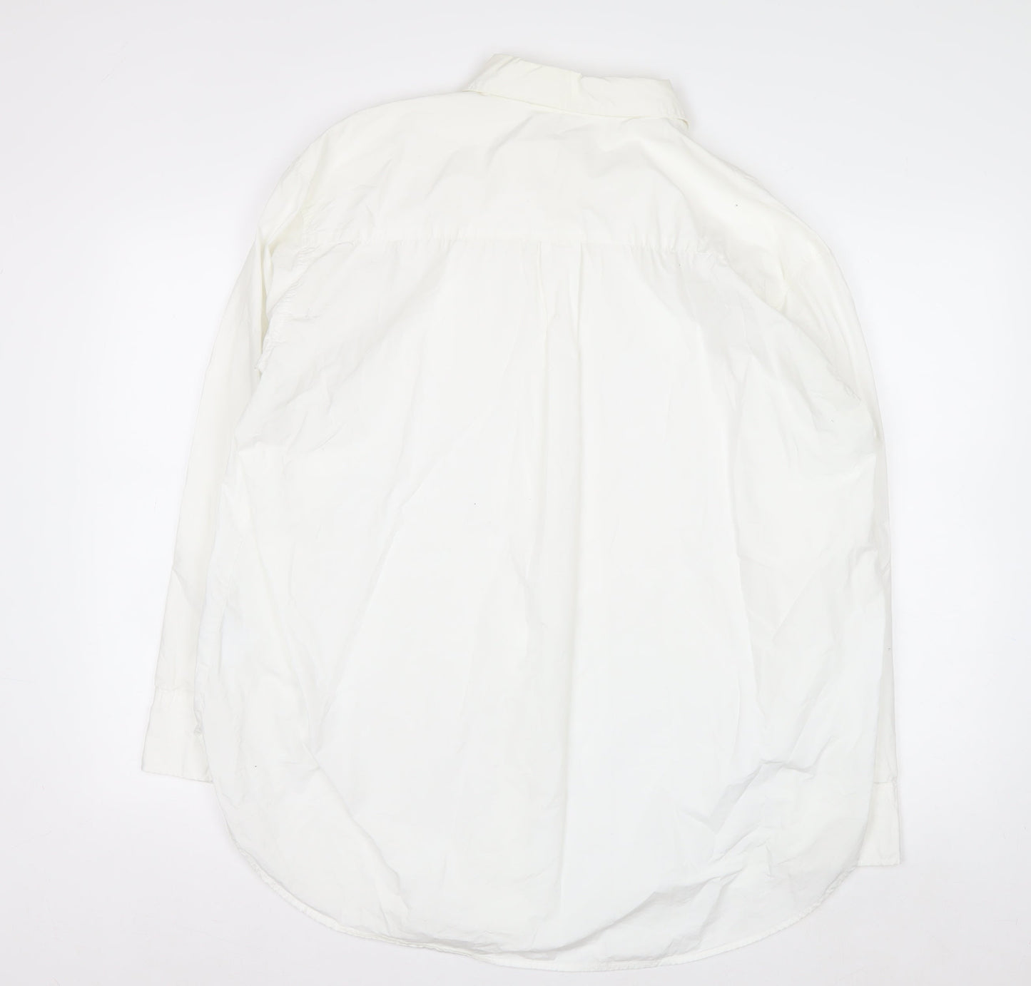 H&M Men's White Cotton Long Sleeve Button-Up Shirt L