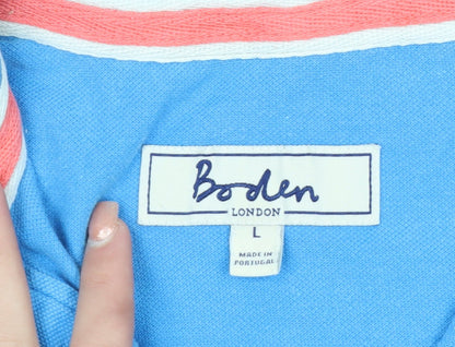Boden Men’s Blue Cotton Short Sleeve Polo Shirt Size L