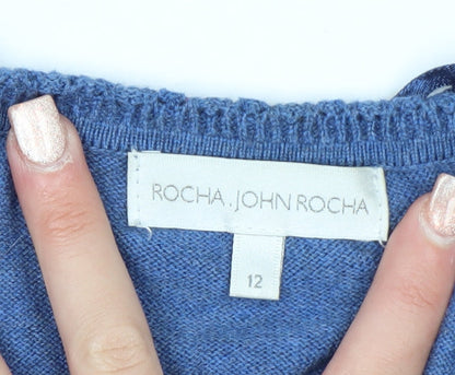 Rocha John Rocha Women Blue Cotton Knit Cardigan Size 12