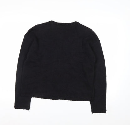 Heirloom Collectibles Womens Black Petite M Beaded Cardigan Jumper
