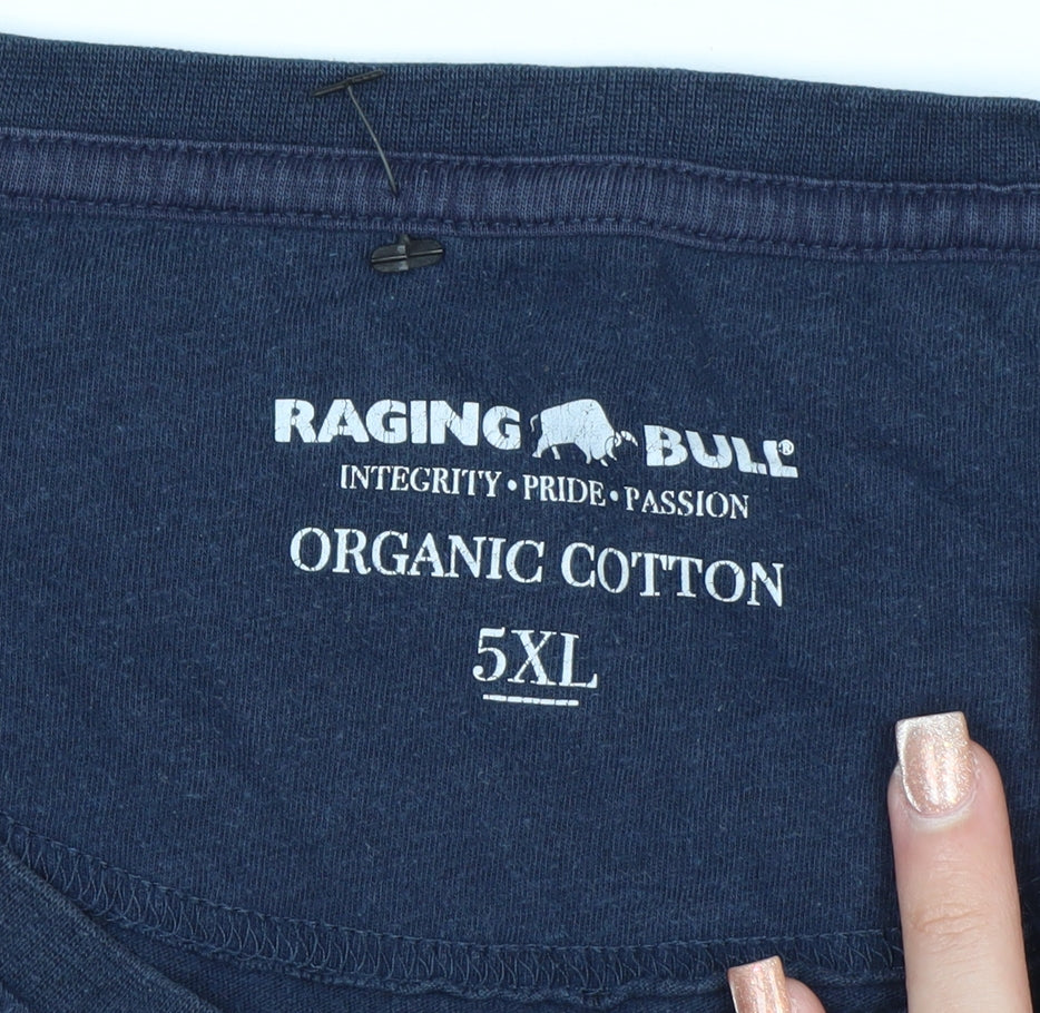 Raging Bull Men's Navy Blue 5XL Organic Cotton Crew Neck T-Shirt