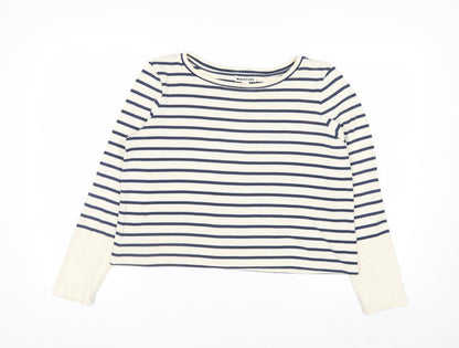 Whistles Women’s Multicoloured Striped Long Sleeve Boat Neck Top UK 12