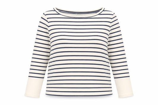 Whistles Women’s Multicoloured Striped Long Sleeve Boat Neck Top UK 12
