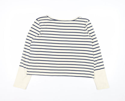 Whistles Women’s Multicoloured Striped Long Sleeve Boat Neck Top UK 12