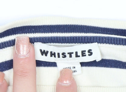 Whistles Women’s Multicoloured Striped Long Sleeve Boat Neck Top UK 12