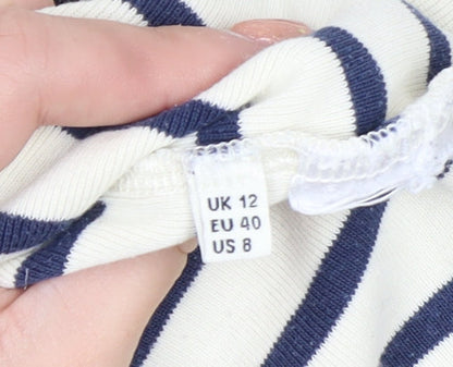 Whistles Women’s Multicoloured Striped Long Sleeve Boat Neck Top UK 12