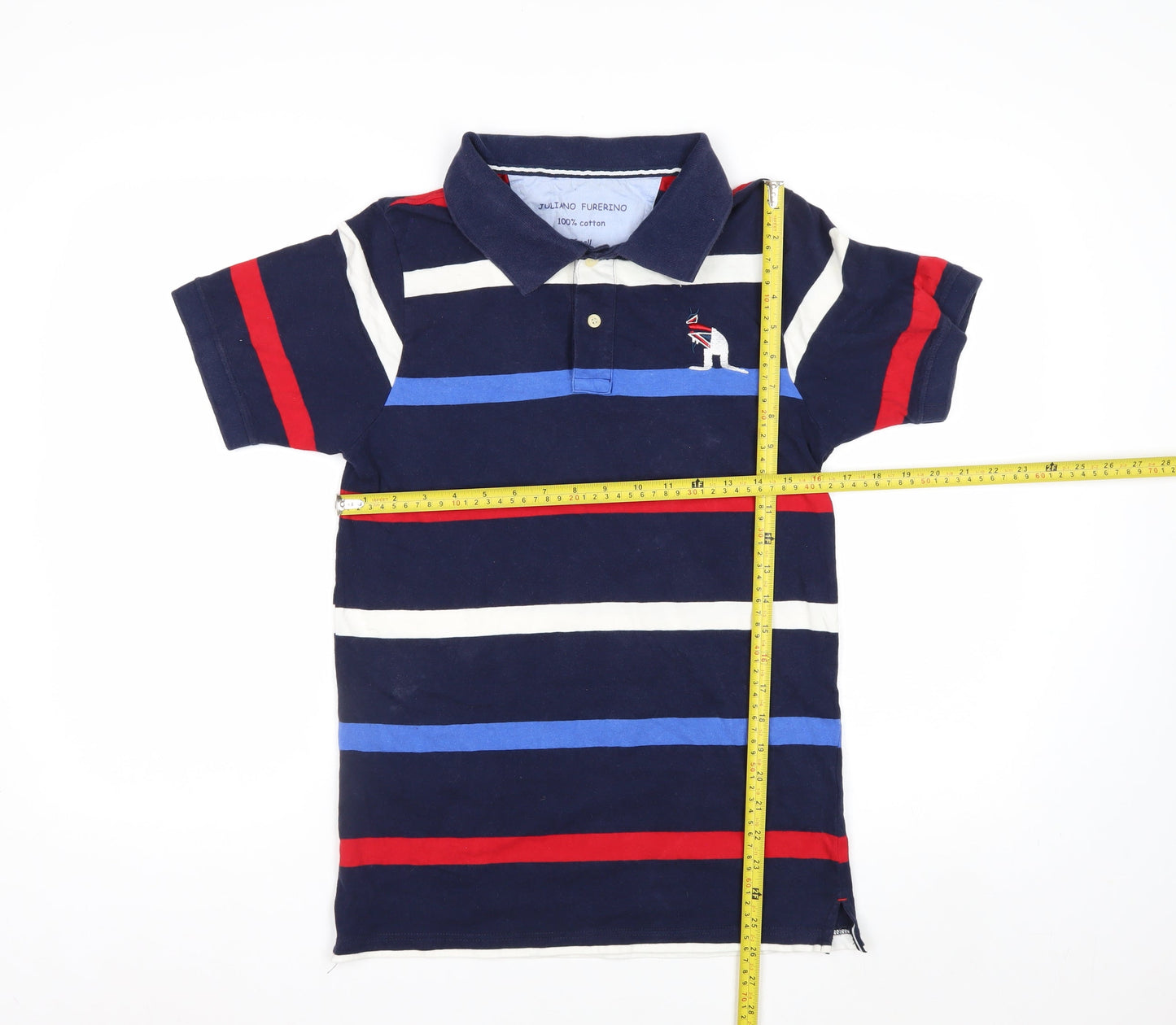 Juliano Furerino Men's Blue Striped Cotton Polo Shirt Size S