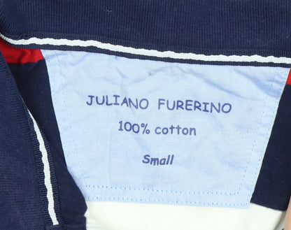 Juliano Furerino Men's Blue Striped Cotton Polo Shirt Size S