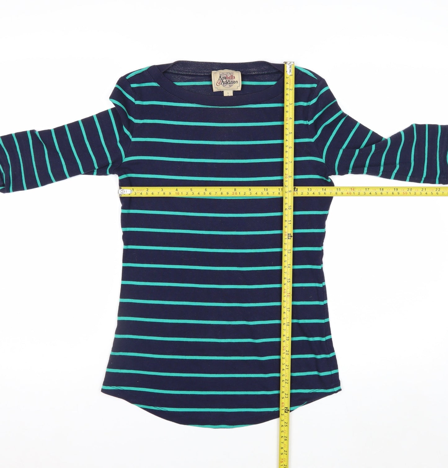 Arabella & Addison Women's Blue Striped 3/4 Sleeve T-Shirt Size 10