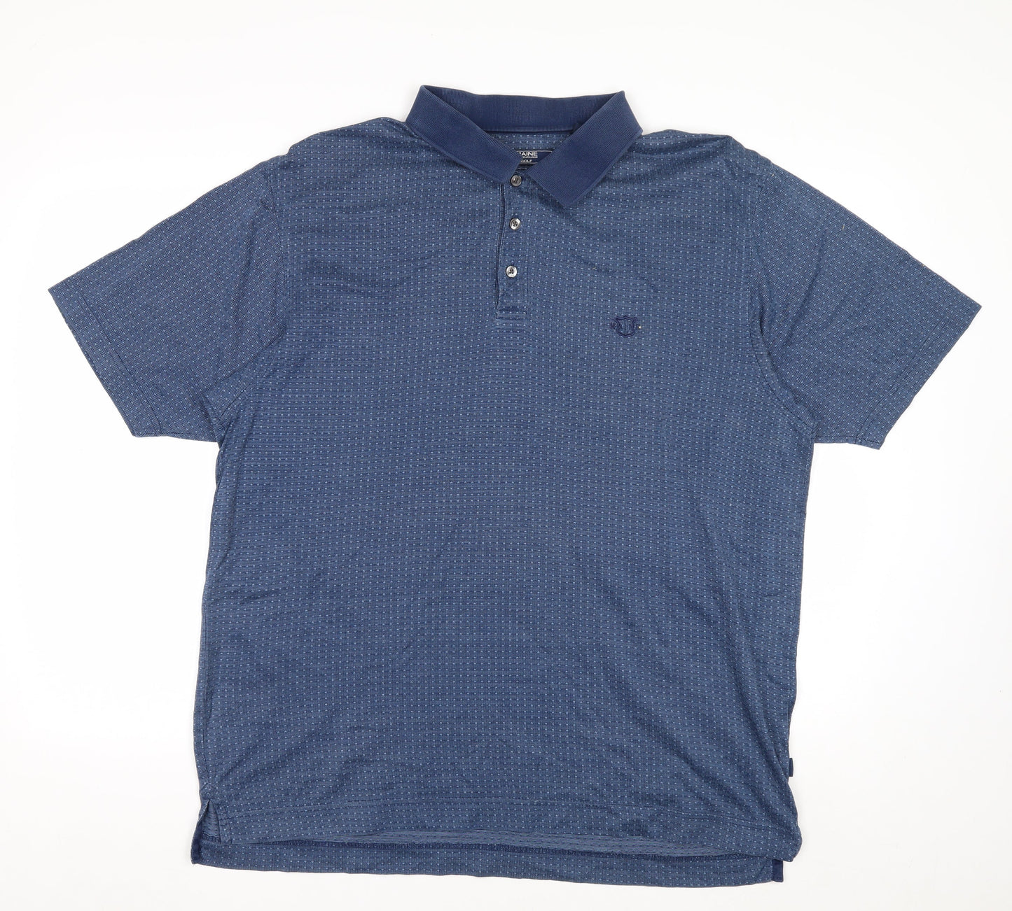 Maine New England Men's Blue Cotton Golf Polo Shirt L