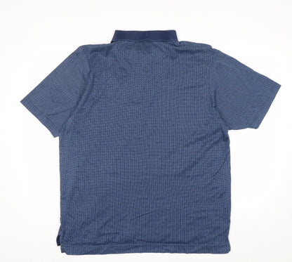 Maine New England Men's Blue Cotton Golf Polo Shirt L
