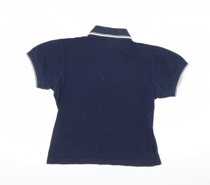 Fred Perry Women's Blue Cotton Polo Shirt Size 8 Classic V-Neck