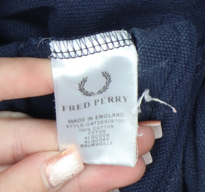 Fred Perry Women's Blue Cotton Polo Shirt Size 8 Classic V-Neck