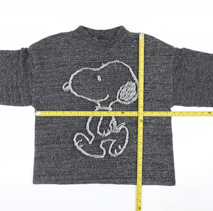 Zara Women’s Grey Snoopy Knit Pullover Jumper Size 12 Mock Neck