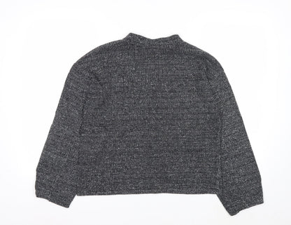 Zara Women’s Grey Snoopy Knit Pullover Jumper Size 12 Mock Neck