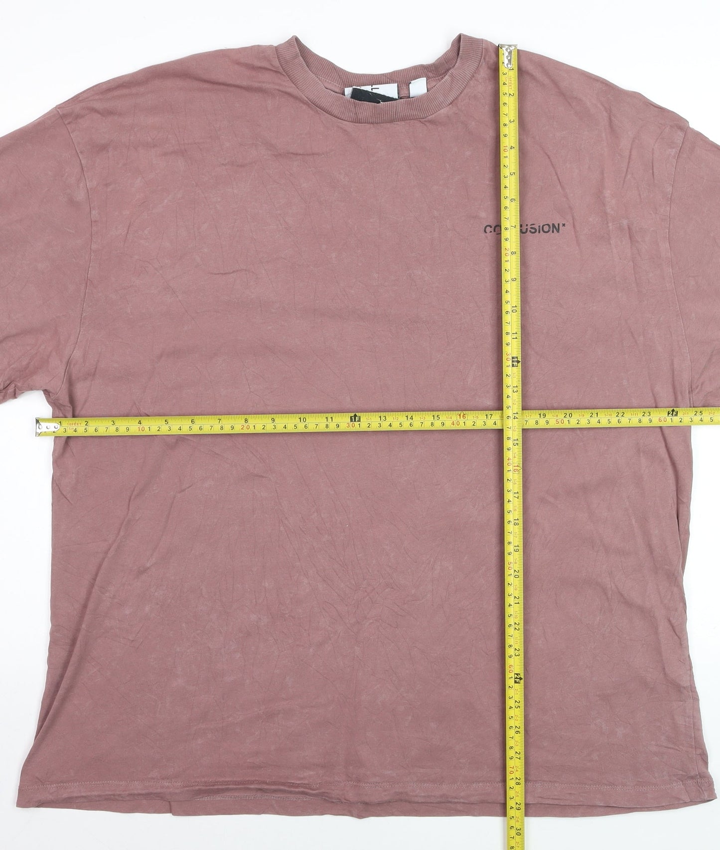 Collusion Men’s Mauve 2XL Cotton Oversized Crew Neck T-Shirt