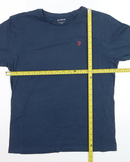 Farah Men's Blue Cotton Crew Neck T-Shirt Medium