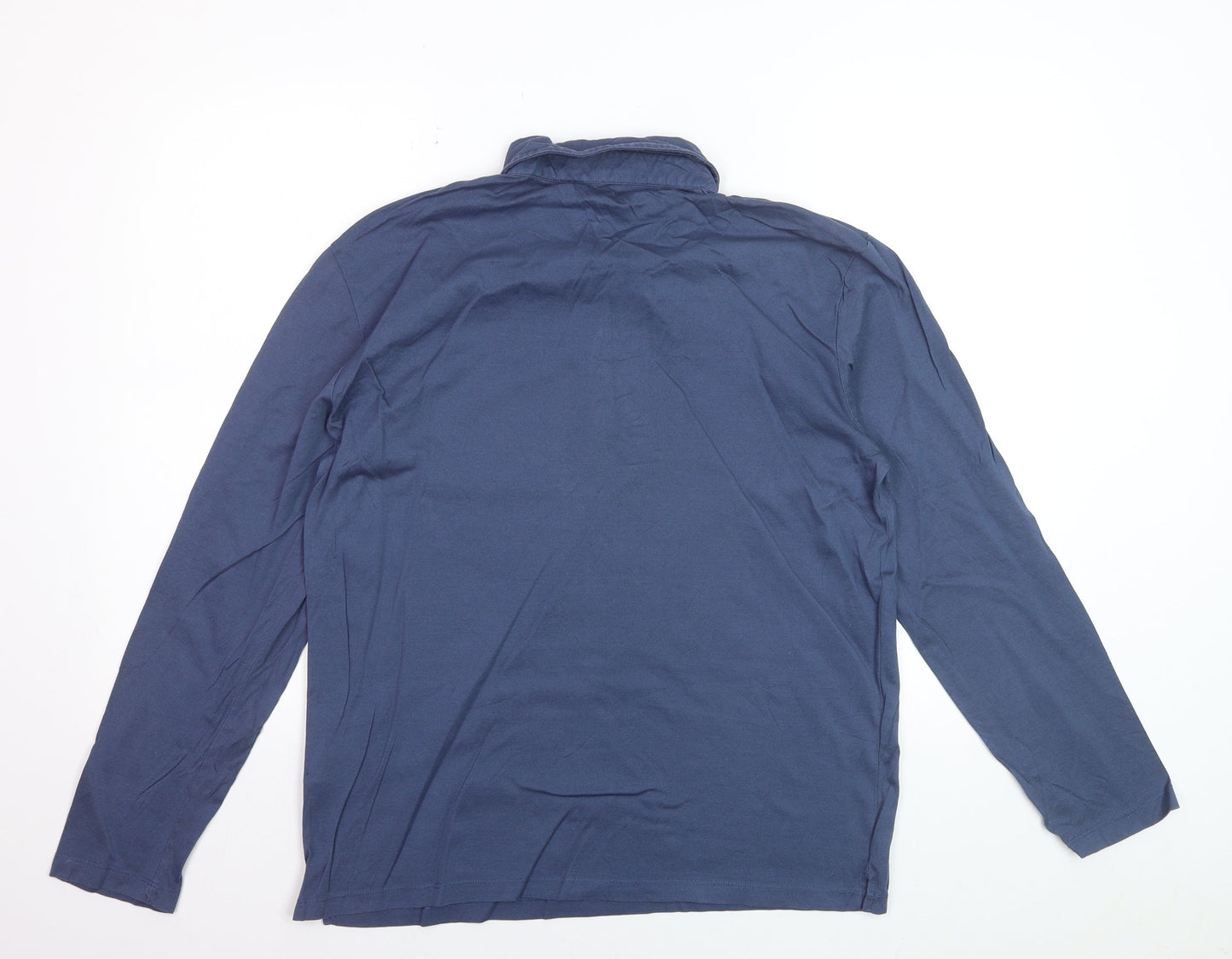Reiss Mens Blue Long Sleeve Cotton Polo Shirt Size L
