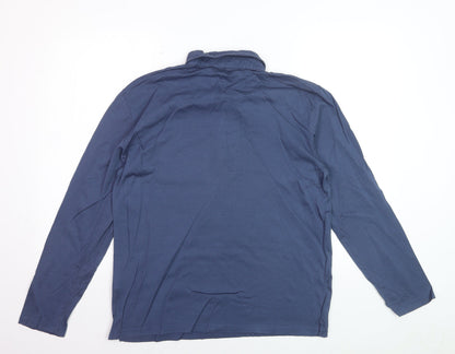 Reiss Mens Blue Long Sleeve Cotton Polo Shirt Size L