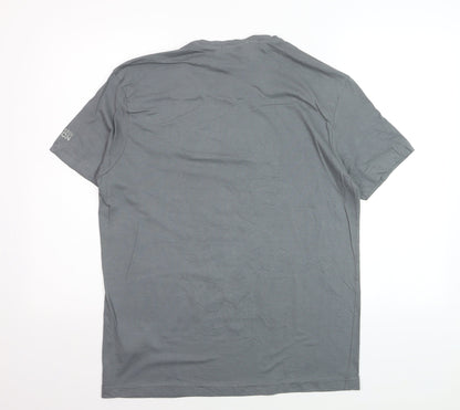 Trussardi Action Men's Grey Graphic Military Art Cotton T-Shirt M