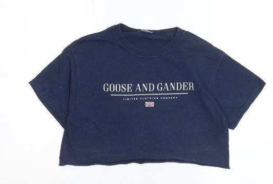 Goose and Gander Women's Blue Cropped Cotton T-Shirt Size S