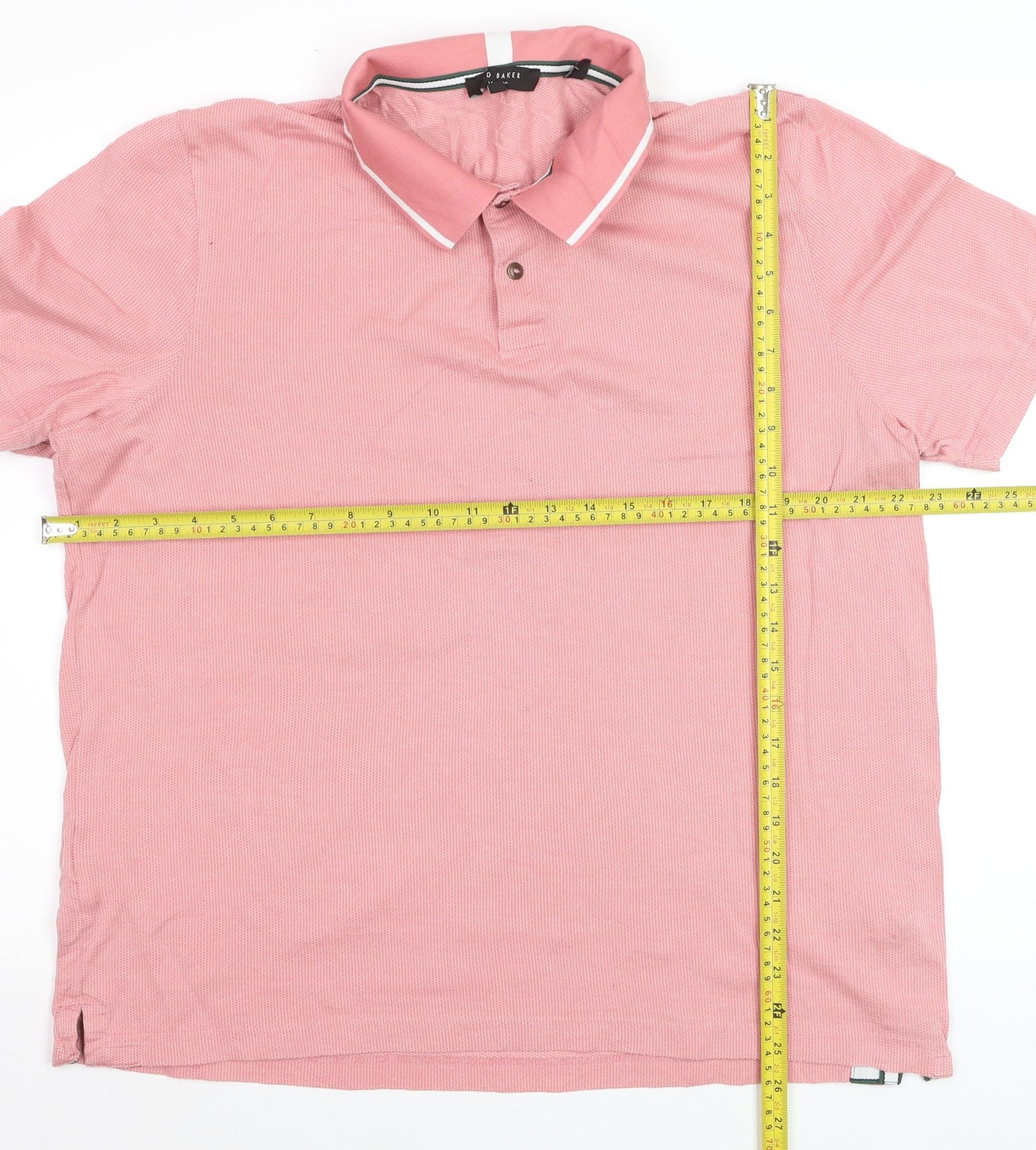 Ted Baker Men Pink Cotton Short Sleeve Polo Shirt Size L