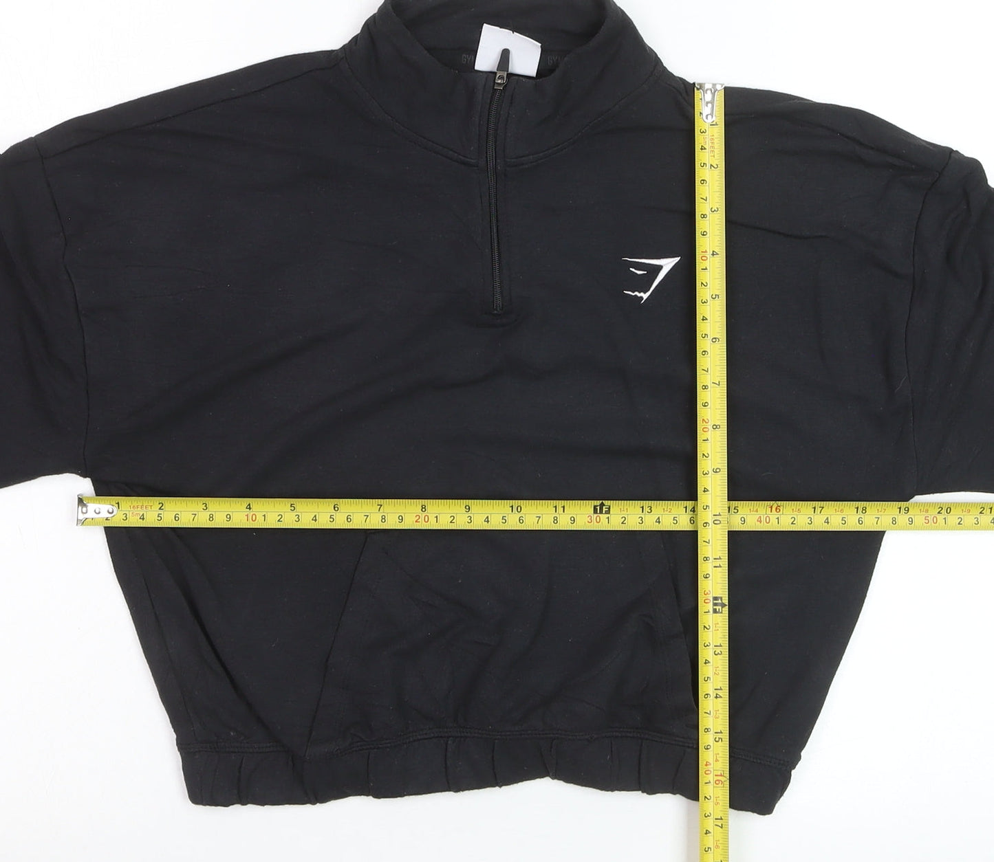 Gymshark Women's Black 1/4 Zip Cropped Pullover Sweatshirt Size M