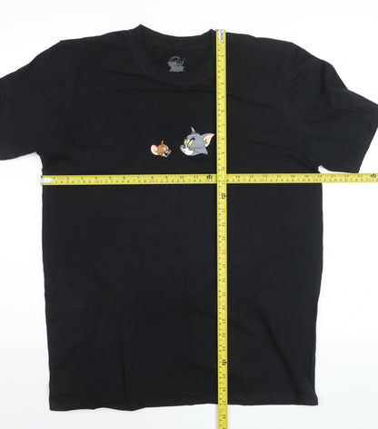 Tom & Jerry Men's Black Medium Cotton Graphic T-Shirt