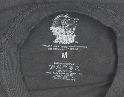 Tom & Jerry Men's Black Medium Cotton Graphic T-Shirt