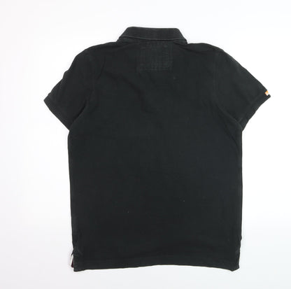 Superdry Mens Black Cotton Polo Shirt M Short Sleeve Casual