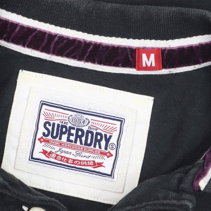 Superdry Mens Black Cotton Polo Shirt M Short Sleeve Casual