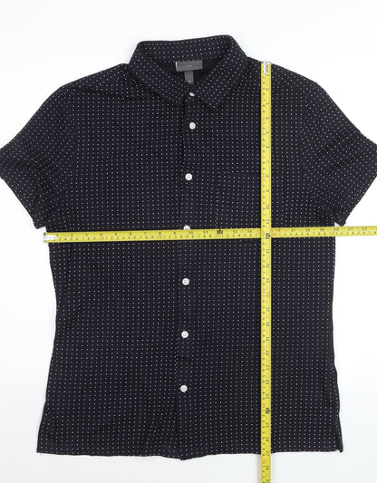 H&M Men's Black Short Sleeve Button-Up Shirt Size L Cotton Blend