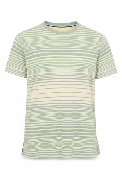 Hammond & Co Men’s Green Striped Cotton Crew Neck T-Shirt Size S