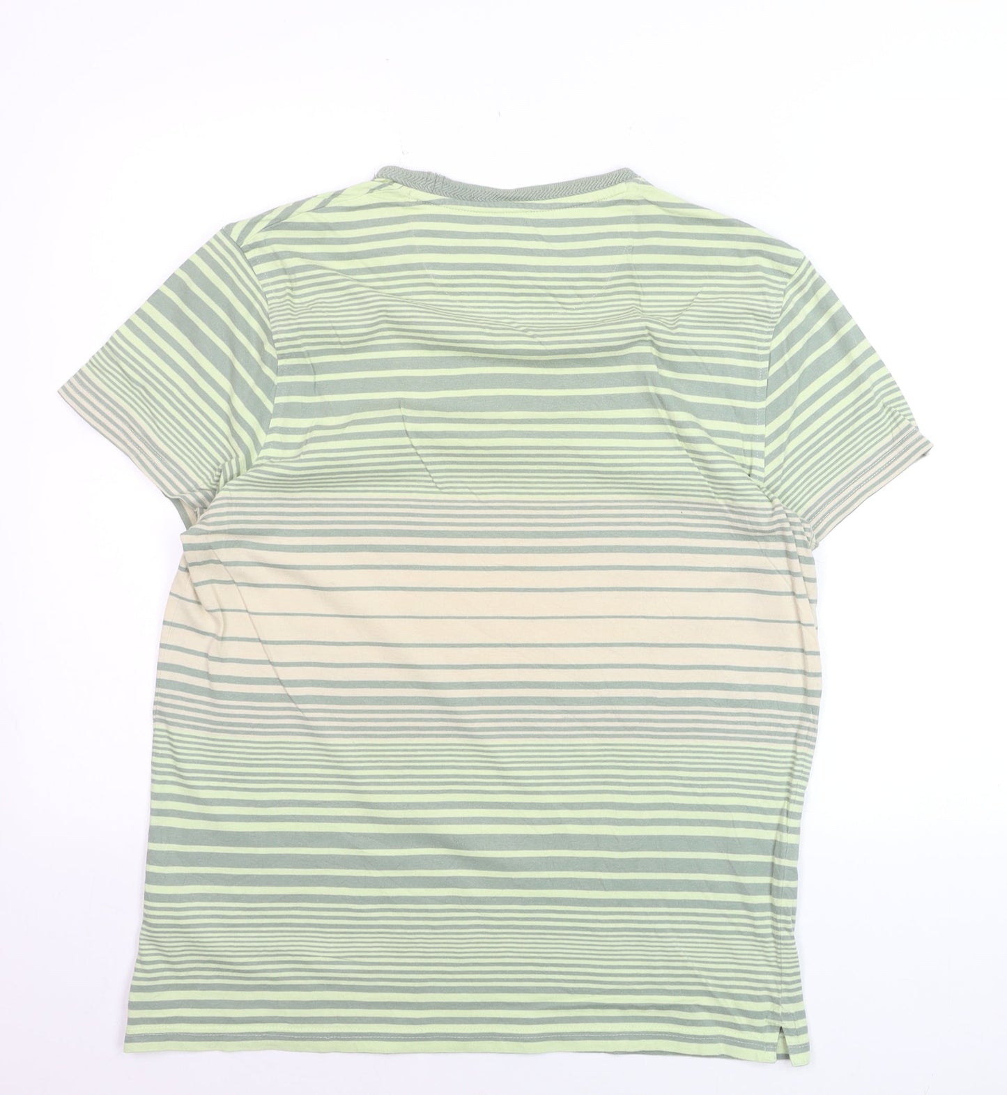 Hammond & Co Men’s Green Striped Cotton Crew Neck T-Shirt Size S