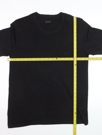 Hugo Boss Men's Black Cotton Crew Neck Short Sleeve T-Shirt L
